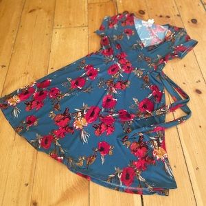 Blue floral print dress